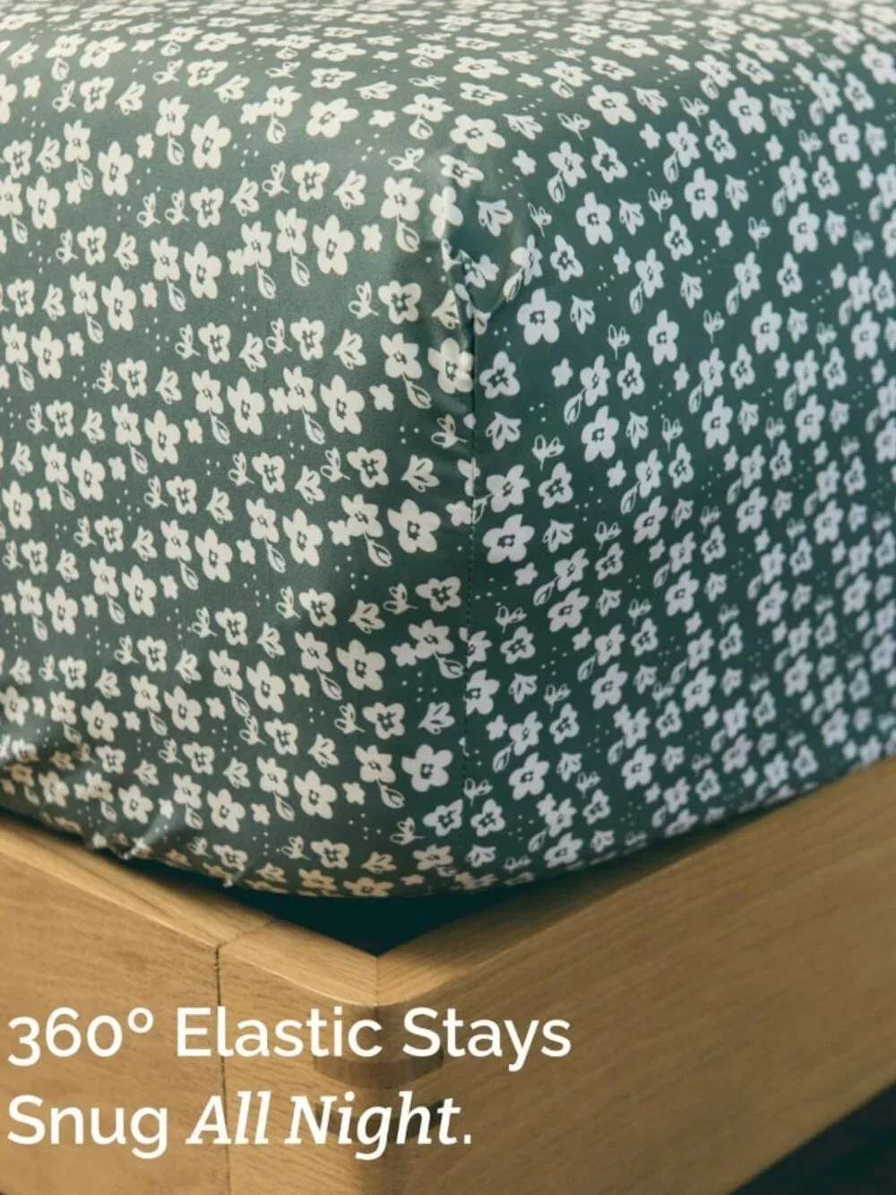 Floral Queen 4-Piece Sheet Set - Soft, Breathable, Cooling Bedding - Green